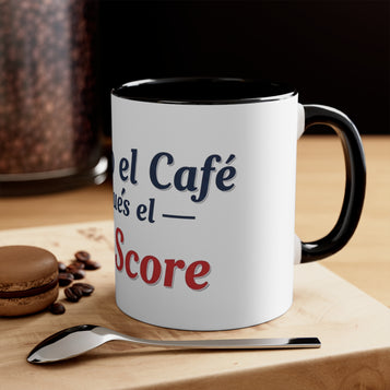Taza de Café "Primero el Café, Después el Box Score" | Taza Bicolor para Fanáticos del Béisbol