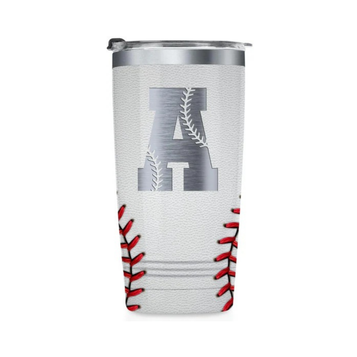 Vaso Térmico de Béisbol Personalizado con Inicial | Tumbler de 20oz