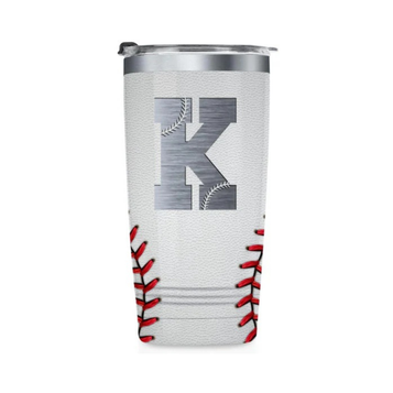Vaso Térmico de Béisbol Personalizado con Inicial | Tumbler de 20oz