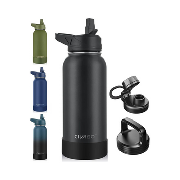 Botella de Agua Térmica 32oz con 3 Tapas | Termo de Acero Inoxidable CIVAGO